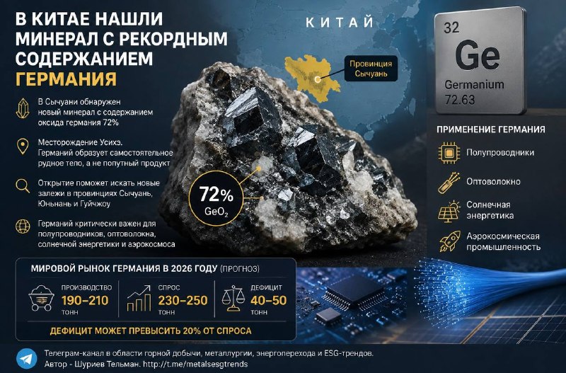 В Китае нашли минерал с рекордным содержанием германия