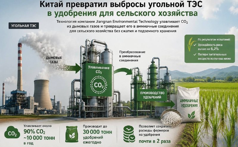 Китай превратил выбросы угольной ТЭС в удобрения для сельского хозяйства