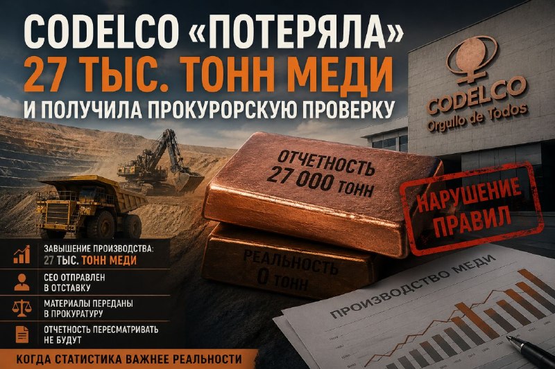 Codelco «потеряла» 27 тыс. тонн меди и получила прокурорскую проверку Codelco «потеряла» 27 тыс. тонн меди и получила прокурорскую проверку