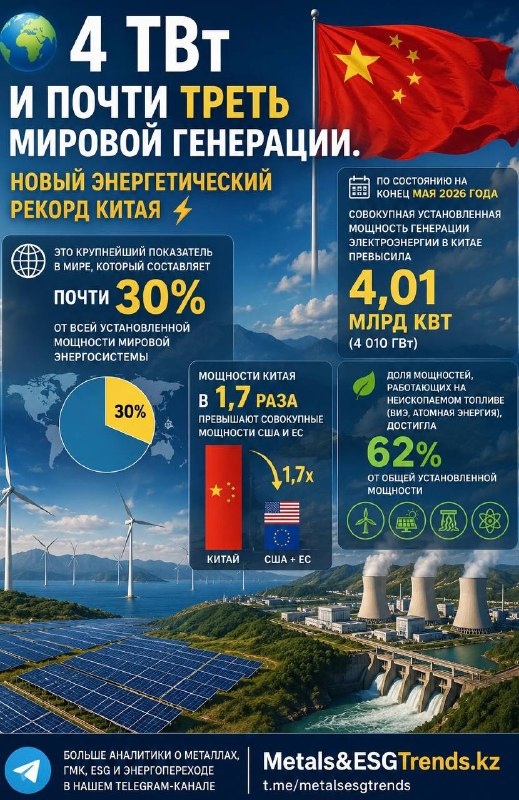 4 ТВт и почти треть мировой генерации. Новый энергетический рекорд Китая