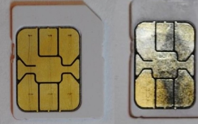 SIM-карта до и после извлечения золота. 