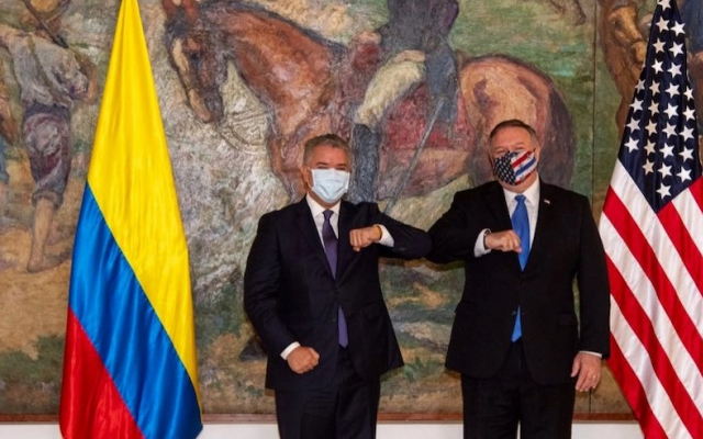 Президент Колумбии Иван Дуке и госсекретарь США Майк Помпео