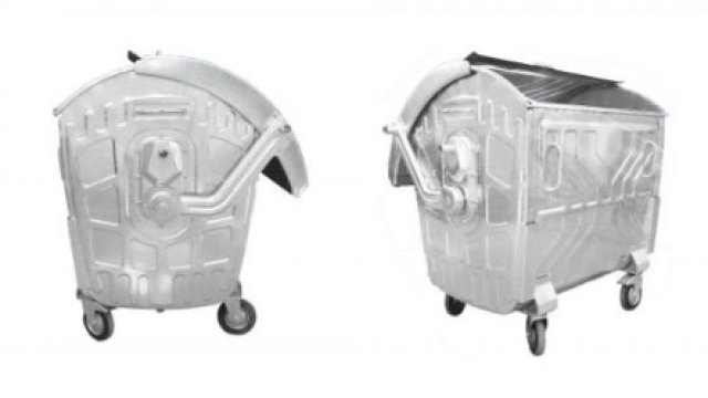 Оцинкованный мусорный евроконтейнер 1100 литров для сбора ТБО