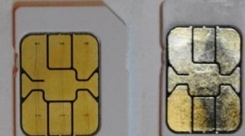 SIM-карта до и после извлечения золота. 