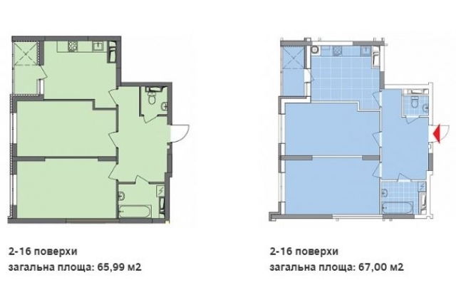 Планировка двухкомнатных квартир